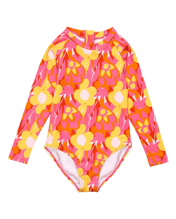 Snapper Rock - UV-Badeanzug für Mädchen - Langarm - UPF50+ - Pop of Sunshine - Rot