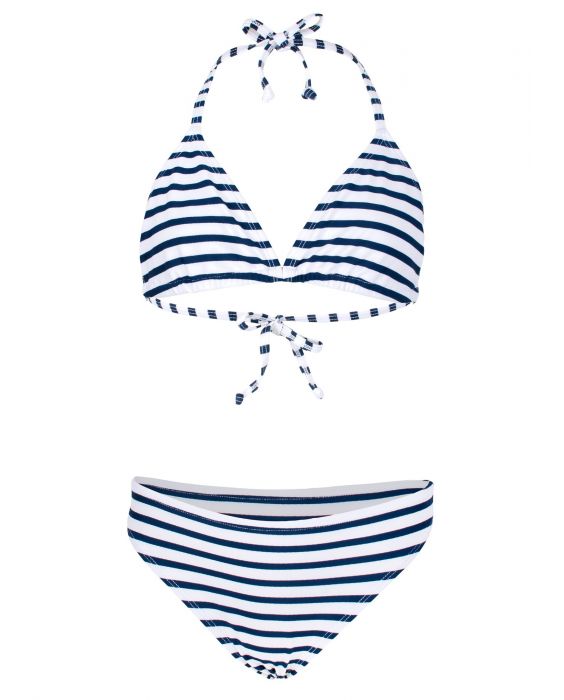 JUJA - Bikini für Mädchen - Stripy - Weiß/Blau
