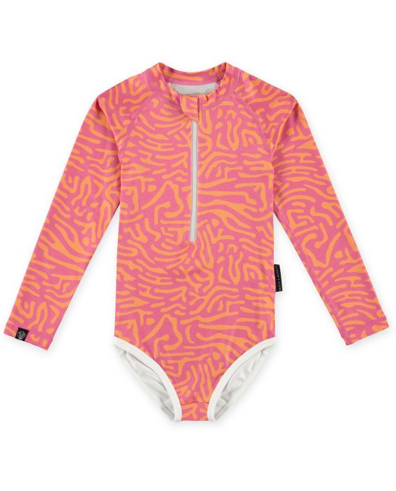 Beach & Bandits - UV-Badeanzug für Mädchen - Langarm - UPF50+ - Pink Coral - Rosa