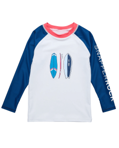 Snapper Rock - UV-Rash-Top für Kinder - Langarm - UPF50+ - Rock the Board - Weiß/Navy