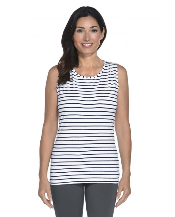 Coolibar - UV Basic Top Damen - dunkelblau/weiss