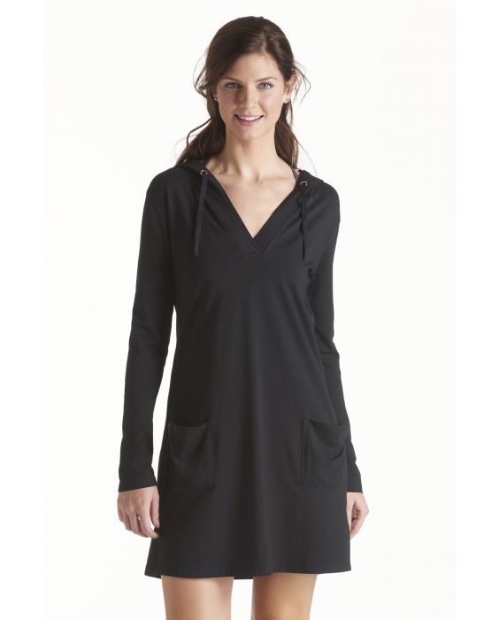 Coolibar - UV Strandkleid mit V- Hals Damen - Schwarz