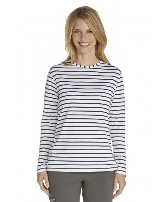 Coolibar - UV Shirt für Damen - Langärmlig - Morada - Weiß/Marine