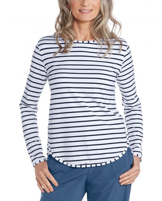Coolibar - UV Shirt für Damen - Langärmlig - Heyday - Weiß/Navy