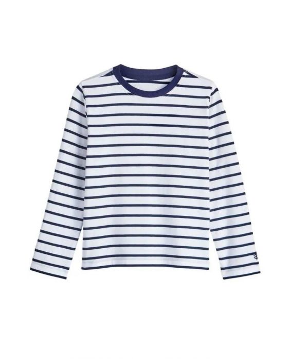 Coolibar - UV Shirt für Kinder - Langarm - Coco Plum Everyday - Einfarbig - Streifen - Weiß/Navy Blau