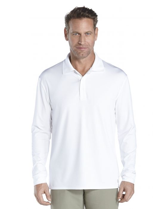 Coolibar - UV Sport Polo für Herren - Langärmlig - Erodym Golf - Weiß