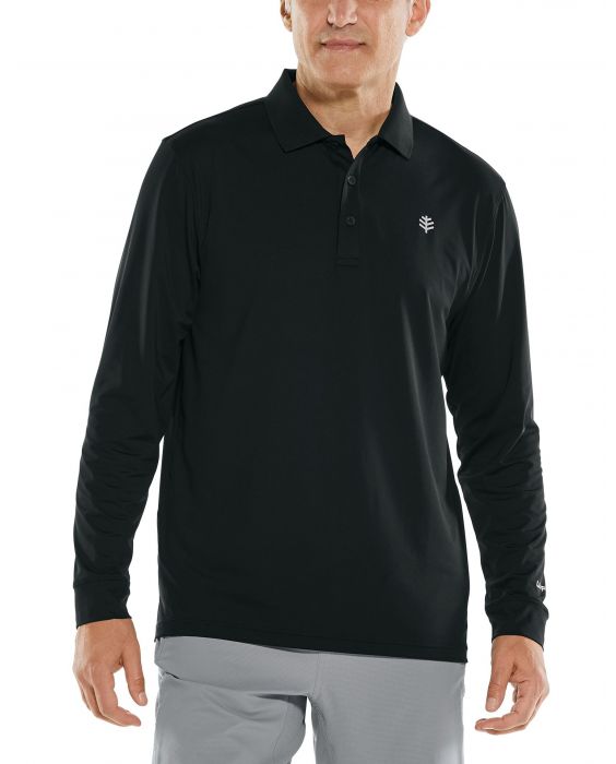 Coolibar - UV Sport Polo für Herren - Langärmlig - Erodym Golf - Schwarz