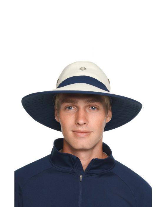 Coolibar - UV-Golfhut für Erwachsene - Matchplay - Hellbeige/Navyblau