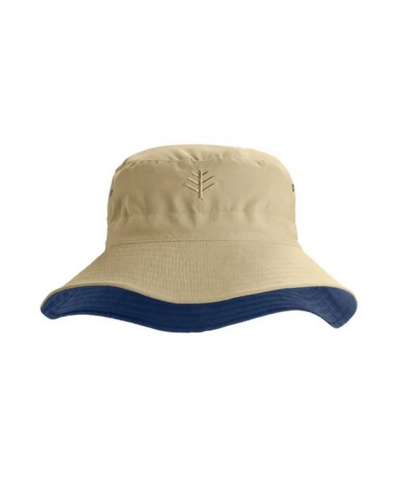 Coolibar - Wendbarer UV-Buckethut für Erwachsene - Landon - Beige/Navyblau  