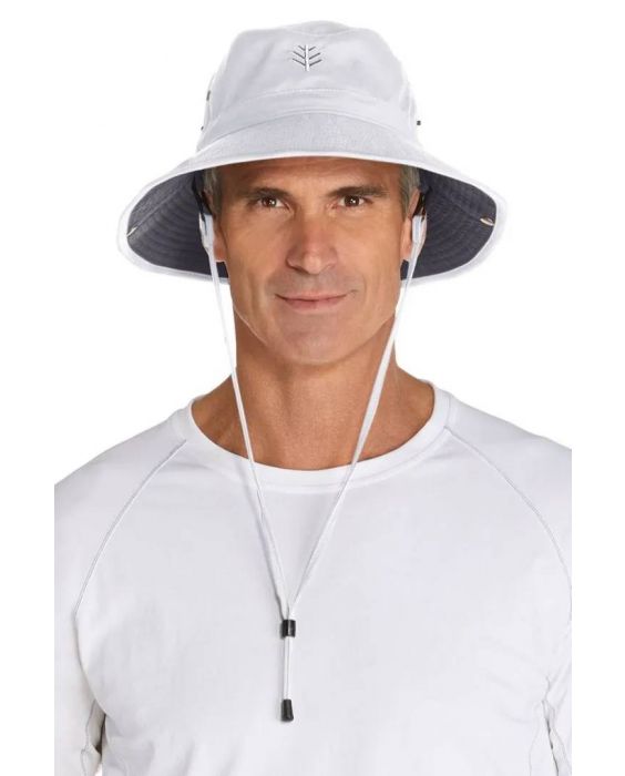 Coolibar - Leichter UV-Buckethut für Herren - Chase - Weiß/Grau