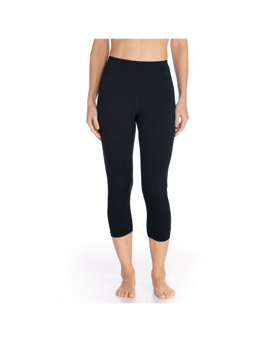 Coolibar - UV Schwimmleggings Capri für Damen - Deep Water - Schwarz