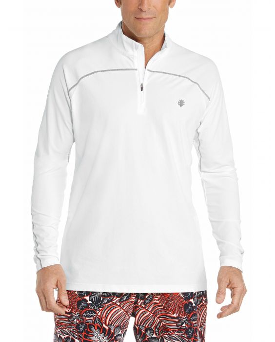 Coolibar - UV-Badeshirt für Herren - Langärmlig - Nocona Zip - Weiß