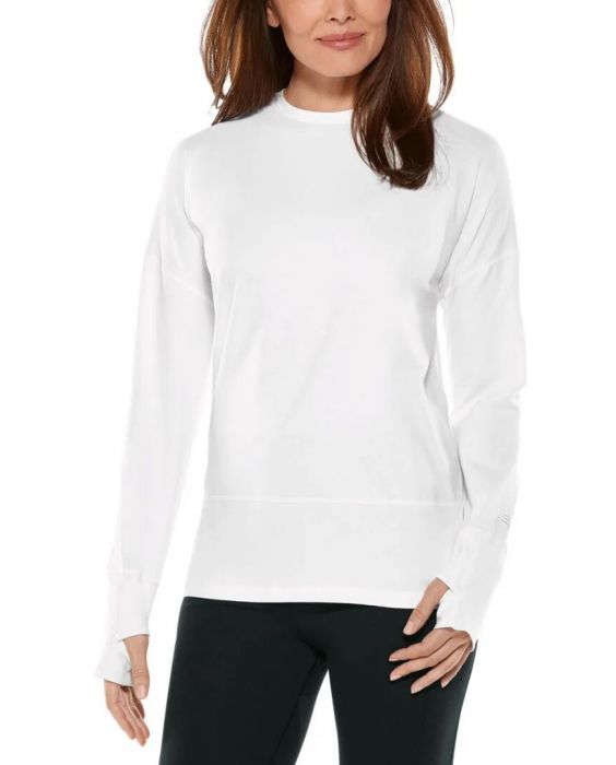 Coolibar - UV Relaxed Shirt für Damen - Langarm - LumaLeo - Einfarbig - Weiß 