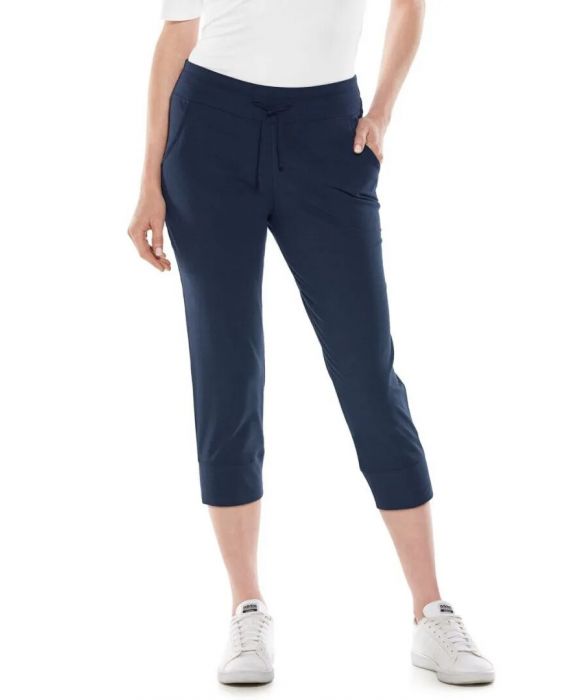 Coolibar - UV Wochenende Crop Jogger für Damen - Maho - Einfarbig - Navy Blau