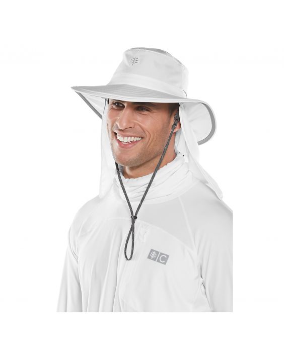 Coolibar - Multifunktioneller UV-Hut mit Nackenschutz für Erwachsene - Boating - Weiß
