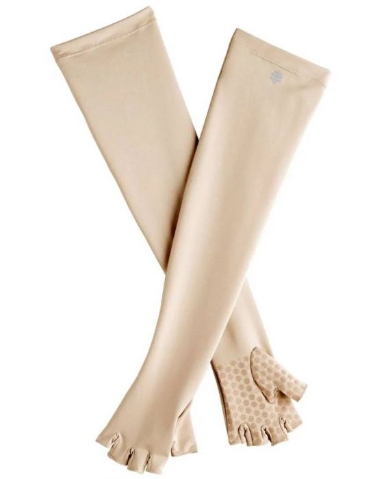 Coolibar - Lange fingerlose UV-Handschuhe für Erwachsene - Perpetua - Beige