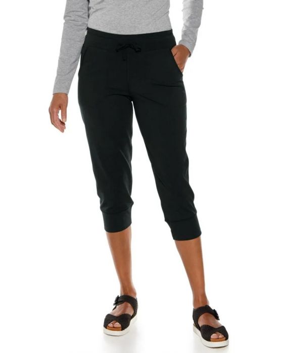 Coolibar - UV Wochenende Crop Jogger für Damen - Maho - Einfarbig - Schwarz