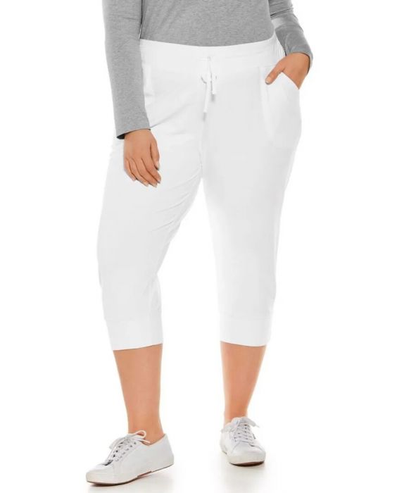 Coolibar - UV Wochenende Crop Jogger für Damen - Maho - Einfarbig - Weiß 