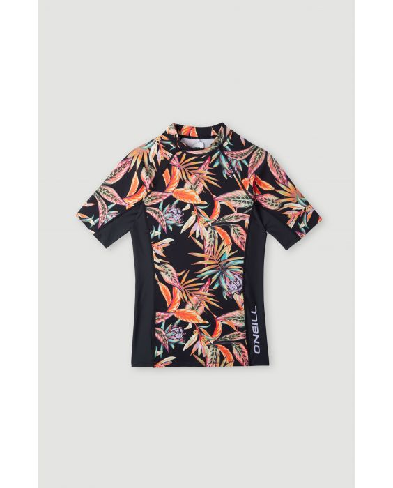 O'Neill - UV-Badeshirt mit kurzen Ärmeln für Mädchen - UPF50+ - Printed Skin - Black Tropical Flower
