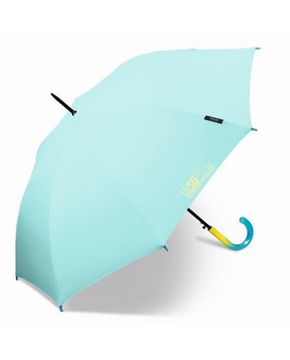 Happy Rain - Langer Regenschirm mit UV-Schutz - Automatik - Blau