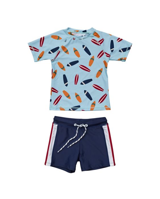 Snapper Rock - UV-Badeset für Babys und Kinder - Kurzarm - Retro Surf - Blau/Navy
