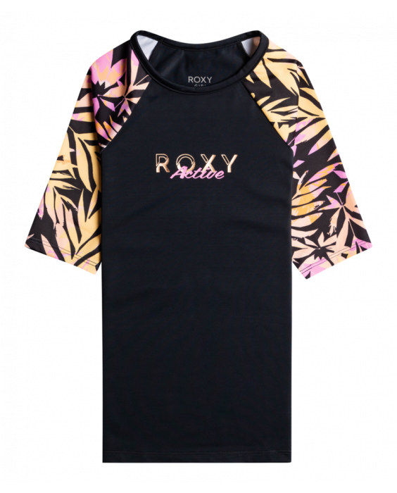 Roxy - UV Rashguard für Mädchen - Active Joy - Kurzarm - UPF50 - Anthracite Zebra Jungle Girl