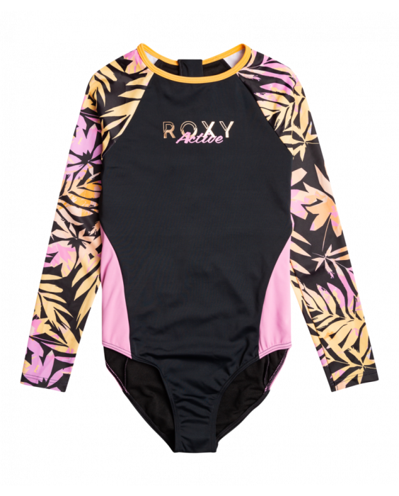 Roxy - Badeanzug für Mädchen - Active Joy - Langarm - Anthracite Zebra Jungle Girl