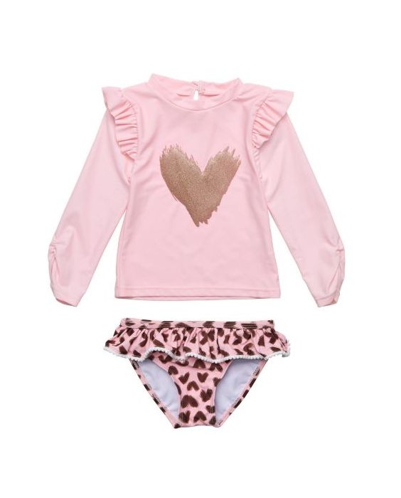 Snapper Rock - UV-Badeset für Babys und Kinder - Langarm - Wild Love - Rosa