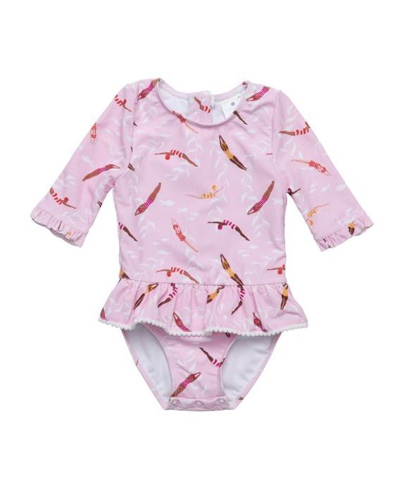 Snapper Rock - UV-Badeanzug für Babys und Mädchen - Langarm - Diving Diva - Rosa