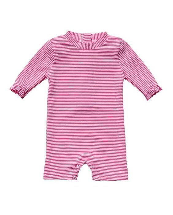 Snapper Rock - UV-Badeanzug für Babys - 3/4 Ärmel - Streifen - Himbeere