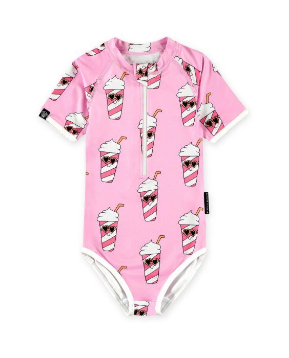Beach & Bandits - UV-Badeanzug für Mädchen - Kurzarm - UPF50+ - Shake it - Rosa