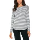 Coolibar - UV Side Split Shirt für Damen - Langarm - Heyday - Streifen - Grau/Weiß 