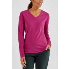 Coolibar - UV-Everyday Deep V-Neck Shirt für Damen - Langarm - Morada - Einfarbig - Rosa 