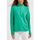 Coolibar - UV Pullover mit Quarter Zip für Damen - Coconut Keys - Einfarbig - Smaragdgrüne Minze 