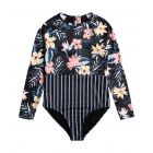 Roxy - UV-Badeanzug für Mädchen - Flower Addict mit halbem Reißverschluss - Langarm - Anthrazit/Tropical Breeze