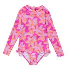 Snapper Rock - UV-Badeanzug für Mädchen - Langarm - Hibiscus Hype - Rosa