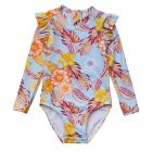 Snapper Rock - UV-Badeanzug für Mädchen - Langarm - Boho Tropical - Blau