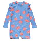 Snapper Rock - UV-Badeanzug für Babys - Langarm - Beach Bloom - Blau/Rosa