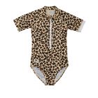 JUJA - UV-Badeanzug für Mädchen - Kurze Ärmel - Wild Leopard print - Braun