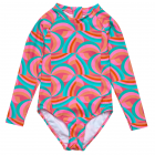 Snapper Rock - UV-Badeanzug für Mädchen - Langarm - UPF50+ - Geo Melon - Rot
