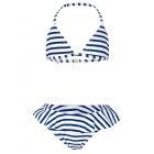 JUJA - Bikini für Mädchen - Stripy Ruches - Weiß/Blau